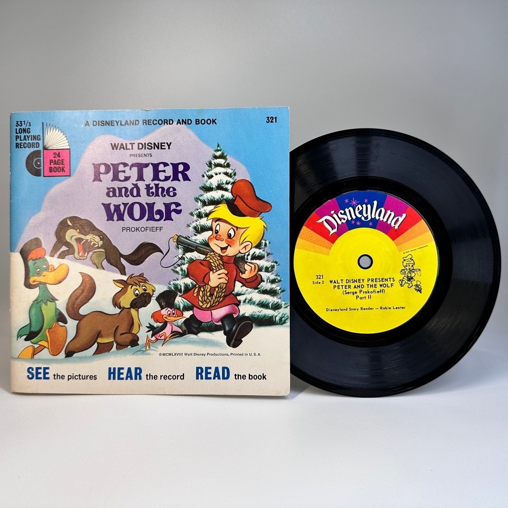 Peter and the Wolf Prokofieff  Walt Disney Vinyl Record & 24page Book 1968 33LPR
